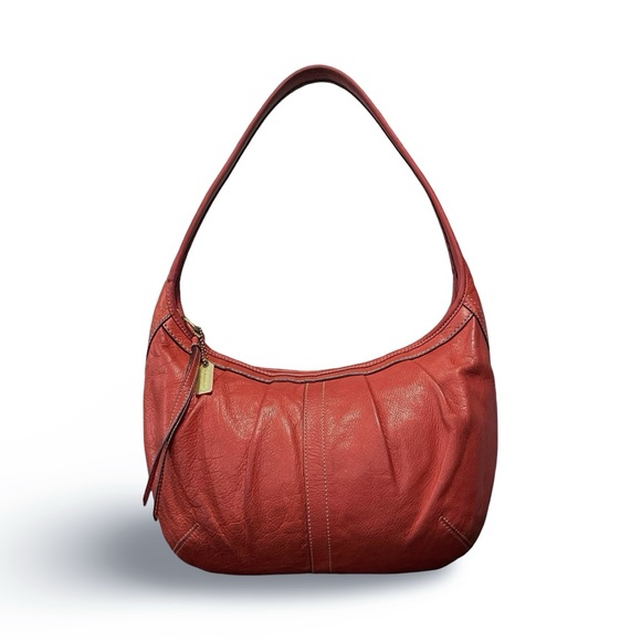Coach Handbags - Coach Burnt Orange Vachetta Leather Pleated Ergo Medium/ Large Hobo Shoulder Bag